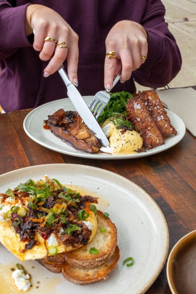 Breakfast plates at Smallshaws in Branxton